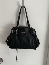 PRADA Black Side Pocket Vitello Daino Tote Si...