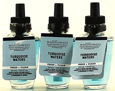 QTY 3 Bath & Body Works TURQUOISE WATERS Wallflowers Home Fragrance Oil Refills
