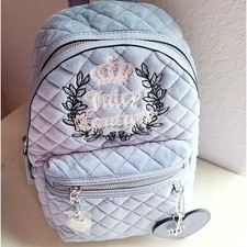 Juicy Couture Royal Moment Mini Back pack Slate Blue Color NEW HTF Velour SOFT