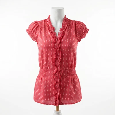 GUESS Bluse – Rot mit weißen Polka Dots – Retro 50er Pinup Style Größe L – 2009 - Bild 1 von 4