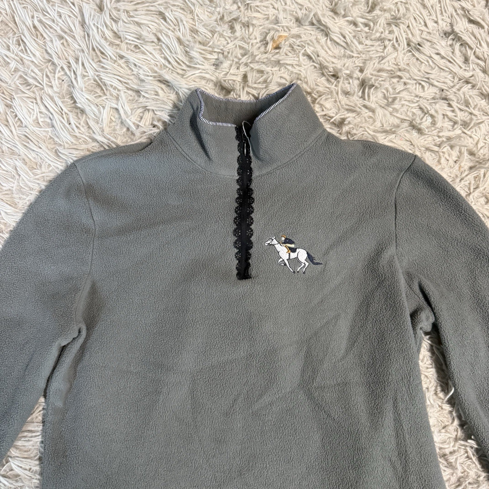 Women’s Small Grey Ronner Sports Horseback Riding Quarter Zip Pullover Sweater