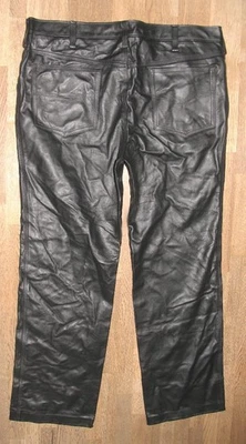 Herren Pantalon en Cuir Noir "Lederjeans" W35 L29-30, Coupe Droite - Photo 1/4