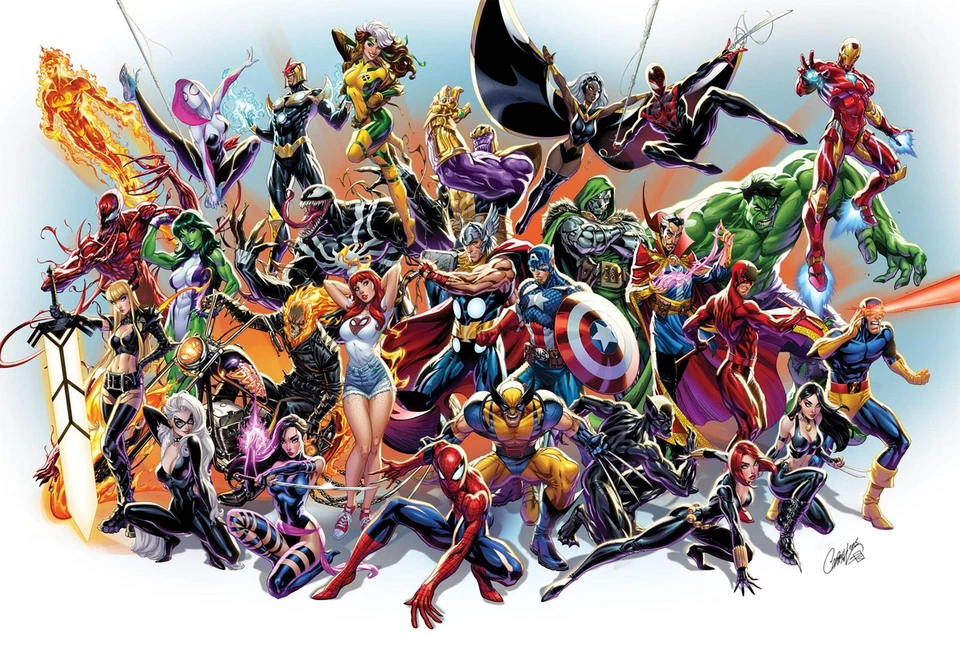 TELCOMICS Marvel Universe by J. Scott Campbell Poster