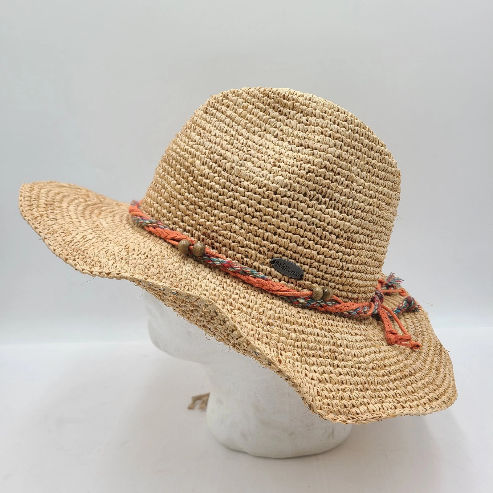 B55 Wallaroo Catalina Cowboy Raffia Sun Hat Tassel Packable Festival Boho