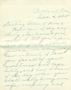 1920s Antique Correspondence Between Lovers Love Letter Portland to Salem OR