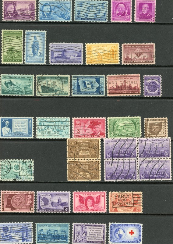 100+ Different Used US Postage Stamps 1944-1949 - free shipping