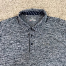 Under Armour Mens HeatGear Polo Shirt 2XL Blue Heathered Loose Fit Short Sleeve