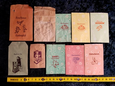 10 alte Papiertüten mit Bildern für den Kaufladen, Zubehör Kaufladen - Bild 1 von 4
