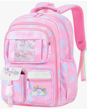 Girls Pink Rainbow School Backpack Multipacket Bookbag for Kids Kindergarten E