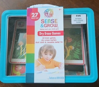 Sense & Grow Brain Teasers  Games Carry Tin 27 Piece Set  Dry Erase Toy  Ages 6+