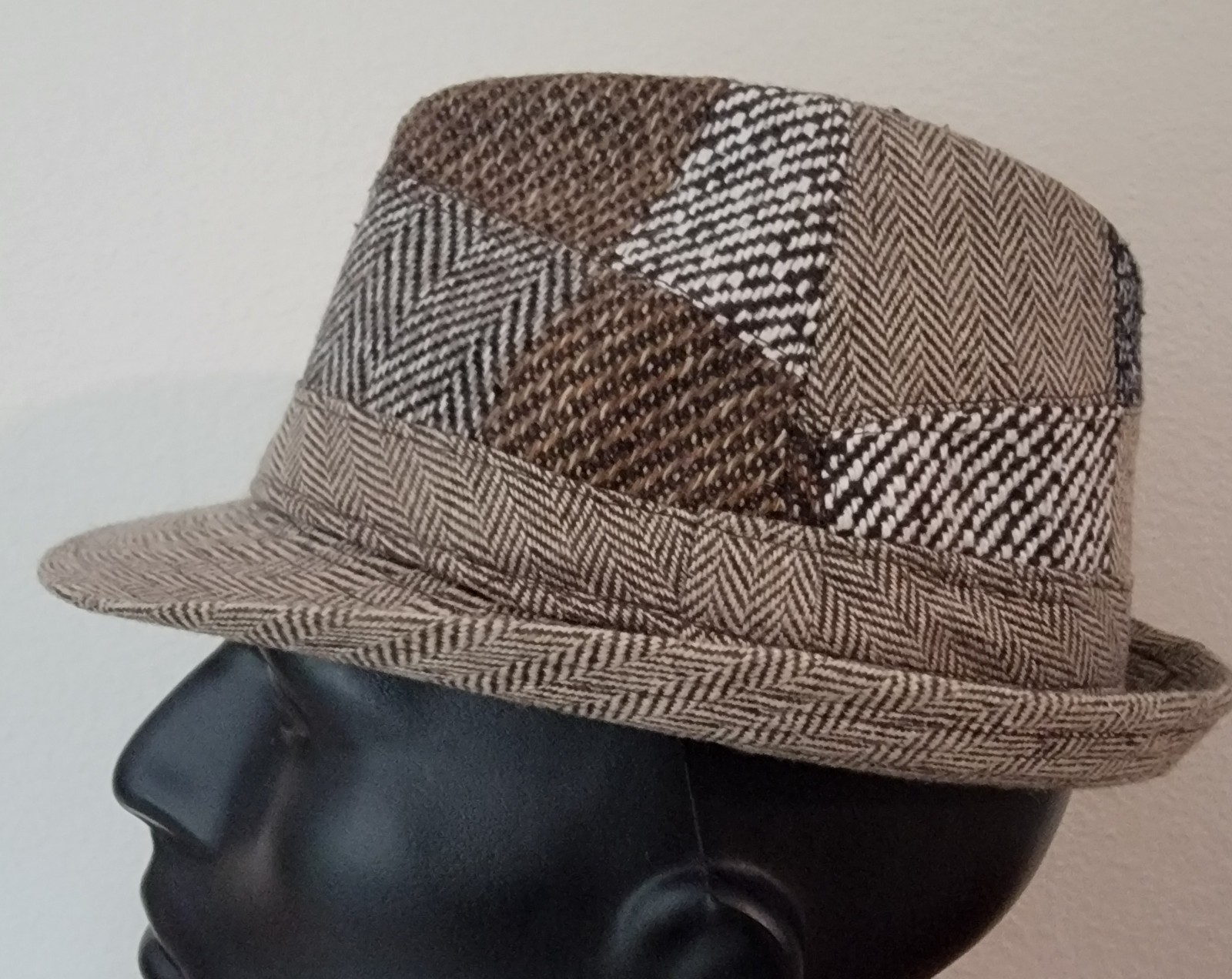 Tweed Patchwork Multicolor Fedora Hat - image 1