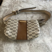 Michael Kors MK Logo Brown Tan Belt Bag Fanny Pack Purse Size S/M NEW 58 MSRP