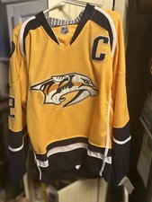 BNWT Reebok Mike Fisher NHL Nashville Predators Home Gold Jersey 48