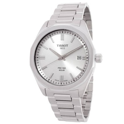Tissot PRC Quartz Solar-Powered Silver Dial Watch T1514221103100