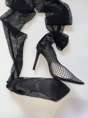 Fashion Nova NWT Sz 6 & 6.5 Fish Net Legging With Attached Heel MSRP $59.99