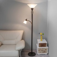 Lucande Stehlampe 'Dunja' (Landhaus, Vintage, Rustikal) In Braun Aus Metall (2 F