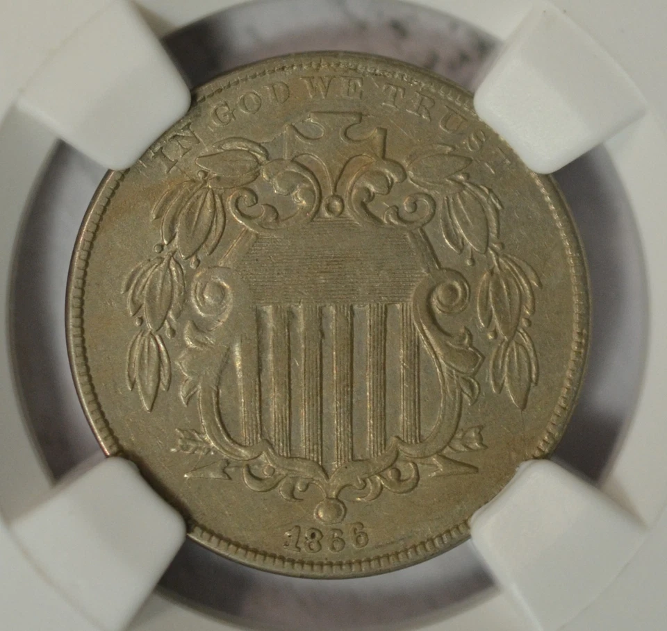 1866 Shield nickel, Rays, NGC AU50 - Image 2 of 3