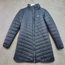 Aubrion Shires Long Jacket Women Small Dark Gray Black Puffer Equestrian Riding