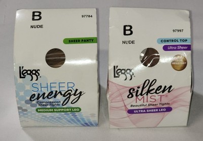 NEW Set of 2 Nude L'eggs Tights Size B: Sheer Energy  & Silken Mist  READ
