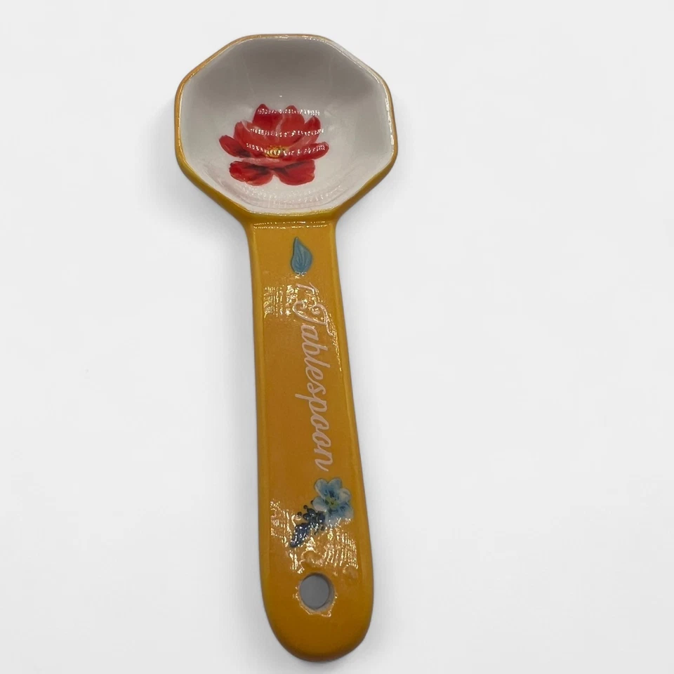 Juego de 4 cucharas medidoras de cerámica floral/flor Pioneer Woman Foto 3 de 4