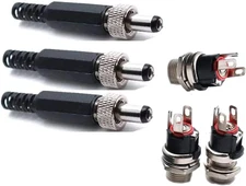 2.5Mm X 5.5Mm DC Male Power Plug 3-Pin Soldering Power Jack Connector and Screw 