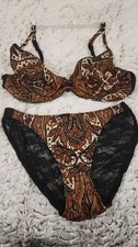 Vintage Silk Lace Bra And Panty Set Browns, Black, Cream 36B and Medium Panty