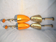 Vintage Pair A  J Hammered Metal  Sweden Wood Shoe Stretcher