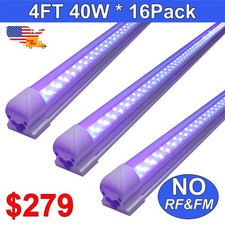 16Pack T8 UV Led Black Light Fixture 4Ft 40W Glow Party DJ Club Stage Lighting
