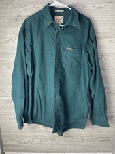 Woolrich Shirt Mens XL Green Sportsman Chamois Long Sleeve Button Down