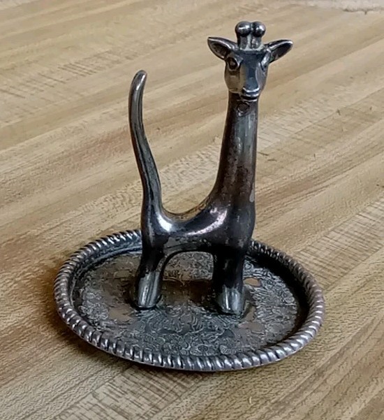 Vintage Interpur Giraffe Ring Holder Dish Trinket Tray Jewelry Made in Hong Kong