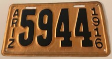 Vintage 1916 Arizona License Plate 5944 REPAINT