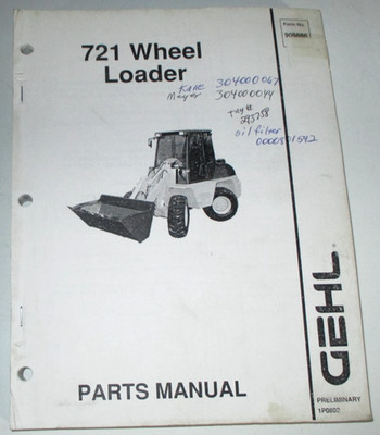 Gehl 721 All Wheel Steer Loader Parts Catalog Manual Book ORIGINAL! 909886 8/02