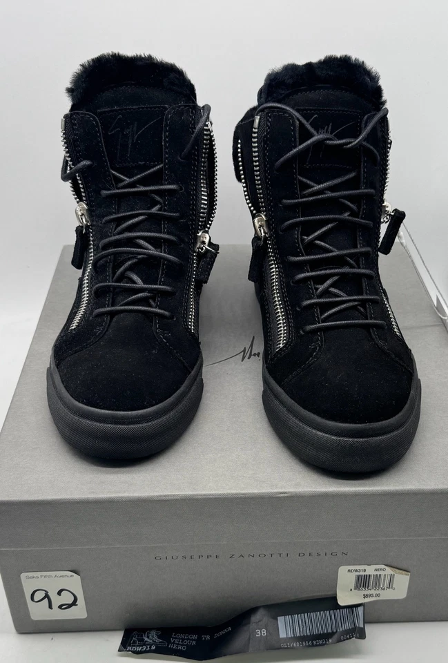 Giuseppe Zanotti leather velour trim mid-top sneakers womens sz 38 - Image 4 of 4