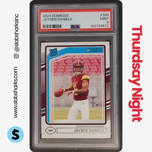 2024 PANINI DONRUSS #389 JAYDEN DANIELS RC RATED ROOKIE PSA 9