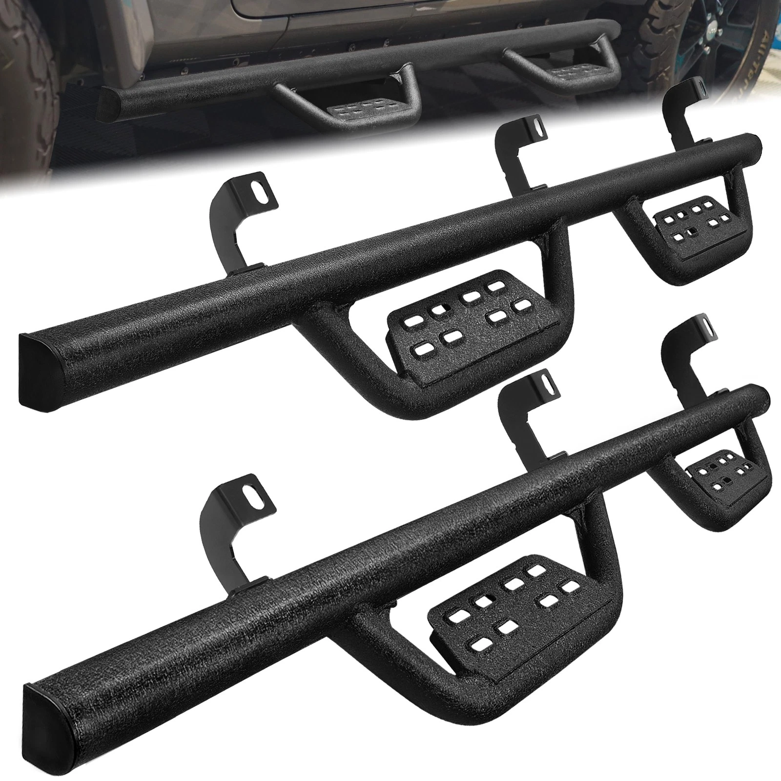 Drop Step Nerf Bars - Black - 2018-2026 Jeep Wrangler Jk 4 Door