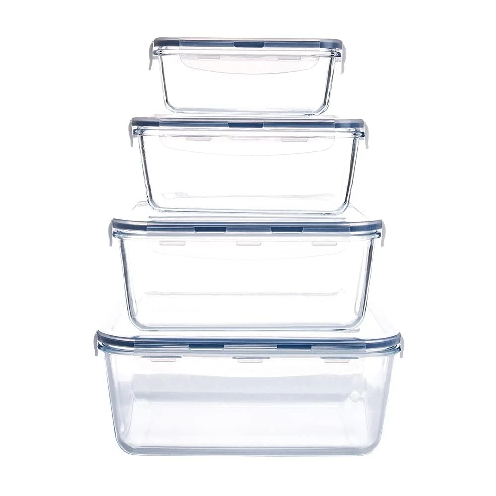 Glass Food Storage Containers with Lids Meal Prep Set 8 Piece