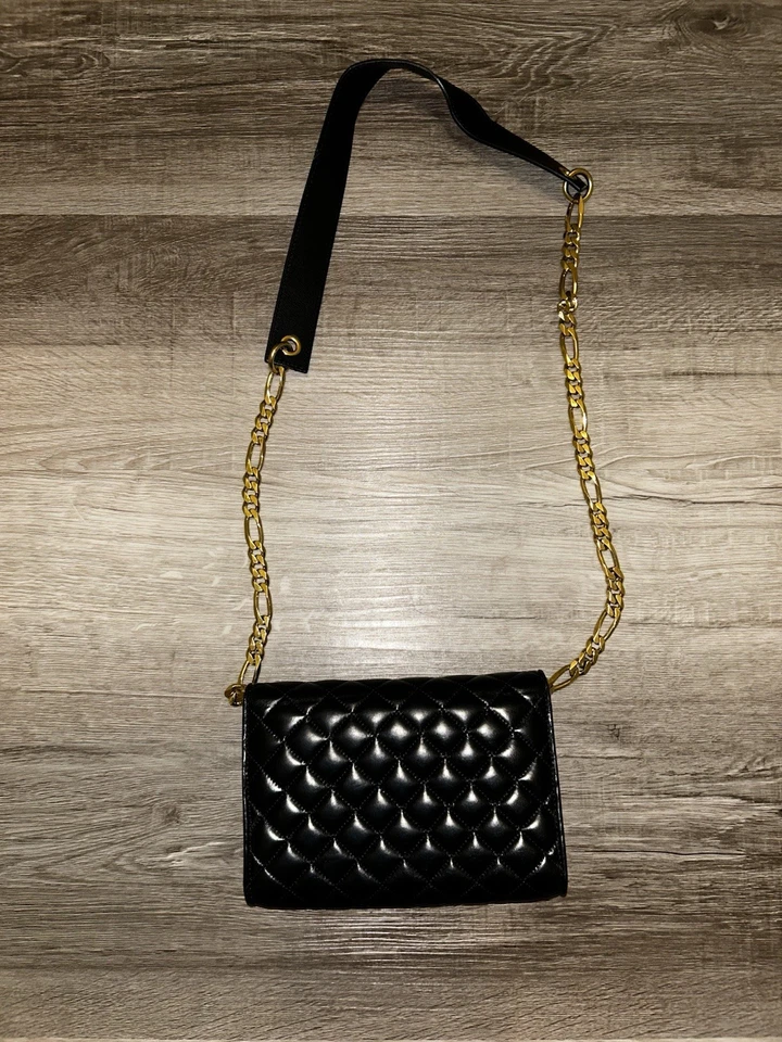 Balmain Black Quilted Crossbody Bag w/ Gold Accents - Image 2 of 4