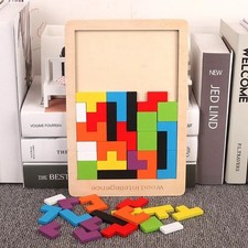 Wooden Blocks Puzzle Brain Teasers Toy Tangram Jigsaw Intelligen