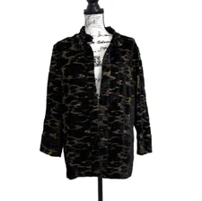 Ming Wang Jacket Blazer Velvet Black Gold Heritage Fit Womens Size L NEW