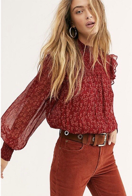 Free People Roma Blouse Red Size XS