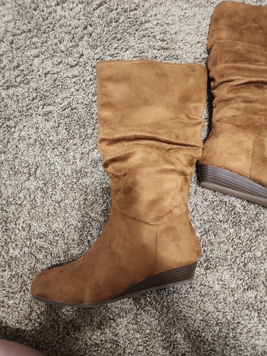 Amanda Dlaurie Womens Scrunch Boots Camel Round Toe Low Heel Side Zip 8M NWT - 第 2/6 張圖片