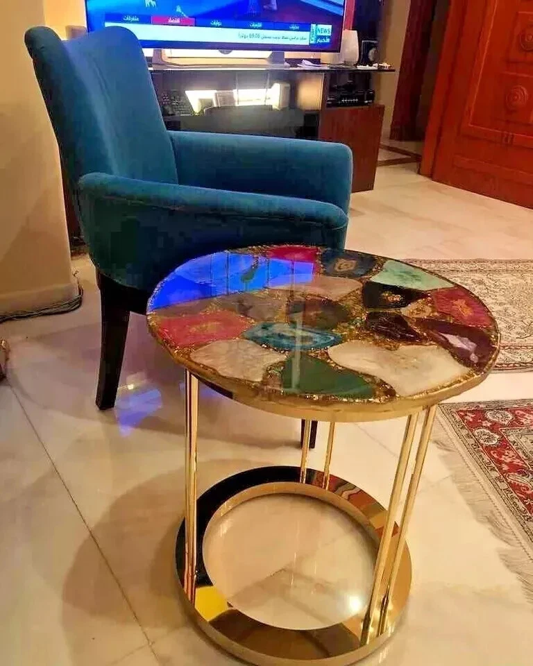 Modern Agate Table | Handcrafted Natural Stone Console Table | Unique Mix agates - Image 4 of 4