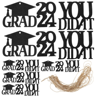 18pcs Grad 2024 Cutouts Tags Graduation Centerpiece Hanging Tags Grad Party