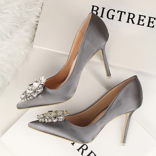 Scarpe da sposa decolte donna verdi raso punta strass tacco nuove - Foto 26 di 59