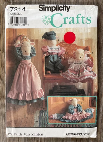 Simplicity Crafts Pattern 7314 Lamb Doll Draft Stopper w Clothes UNCUT Vtg 1991