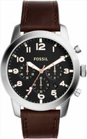 Fossil Men's Pilot Fs5143 Chronograph Black Dial Brown Leather Strap Watch Bnib Fossil Men's Pilot Fs5143 Chronograph Black Dial Brown Leather Strap Watch Bnib
