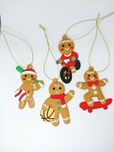 12 Piece Christmas Gingerbread People Ornaments Assorted 3" inches Plastic New!! - Picture 2 of 7