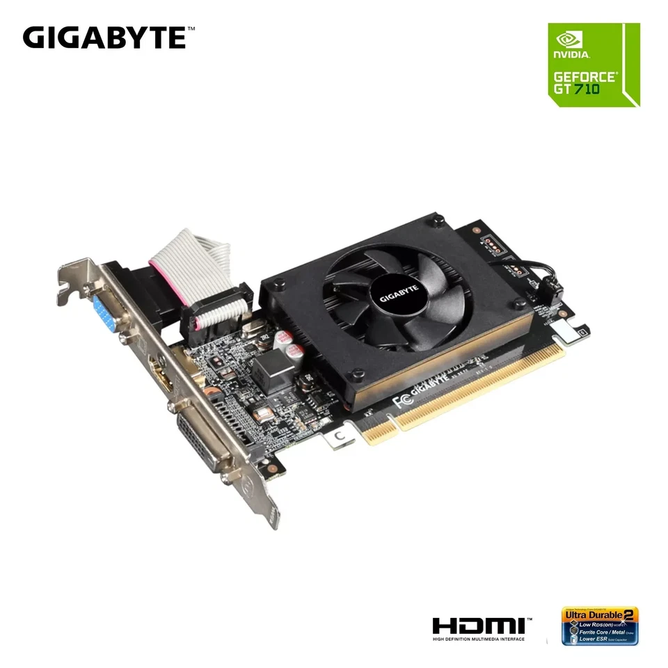 GIGABYTE GeForce GT 710 2GB DDR3 PCI Express 2.0 Low Profile Video Card - Image 3 of 4