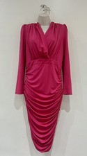 PINK BOUTIQUE Women's Ruched Long Sleeve Dress (Size UK 12)- Slim Fit