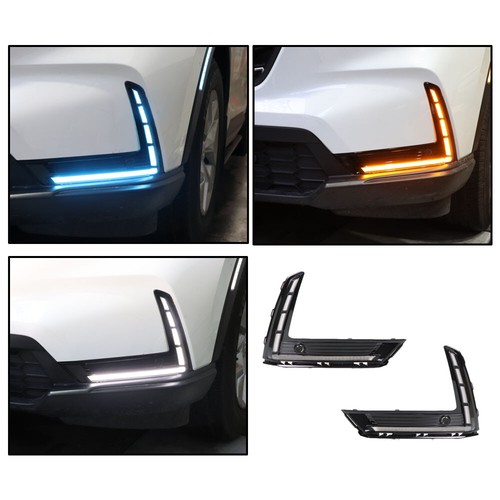 Front Fog Lamp Cover With DRL For Honda CR-V CRV 23-24 LED Daytime Running Light